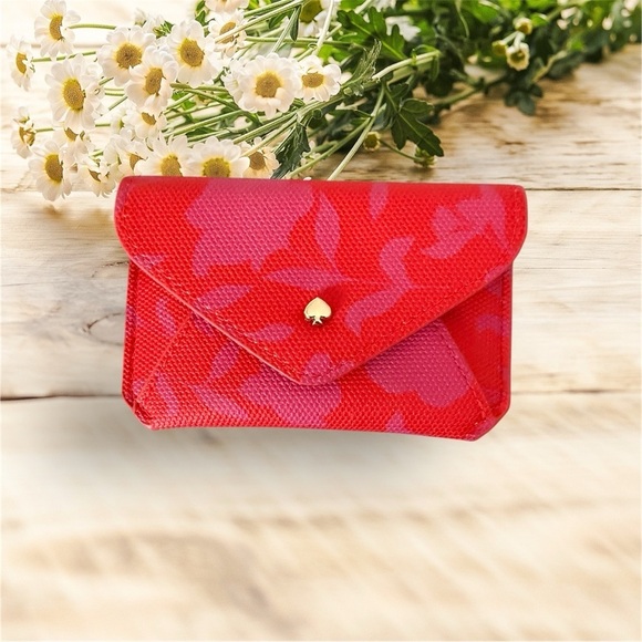 Kate Spade Red Floral Women's Card Holder - Picture 2 of 5